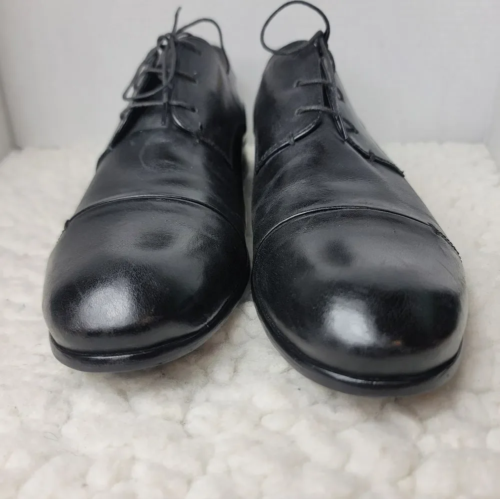 John Varvatos Cap Toe Derby Dress Shoes Black Leather Mens 13